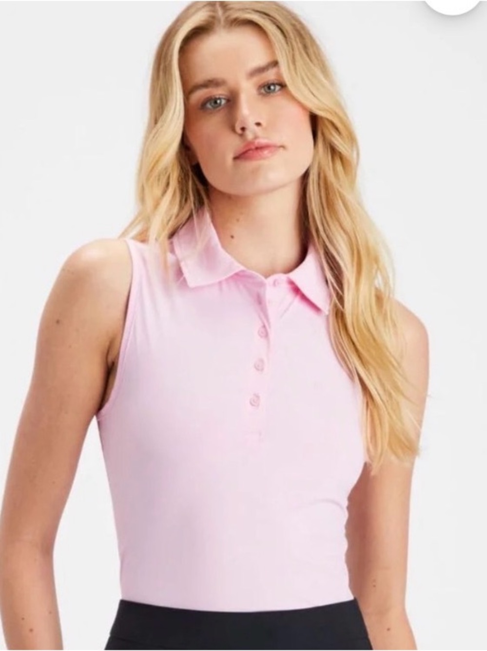 G/FORE Pink Sleeveless Polo Featherweight Tank Shirt
